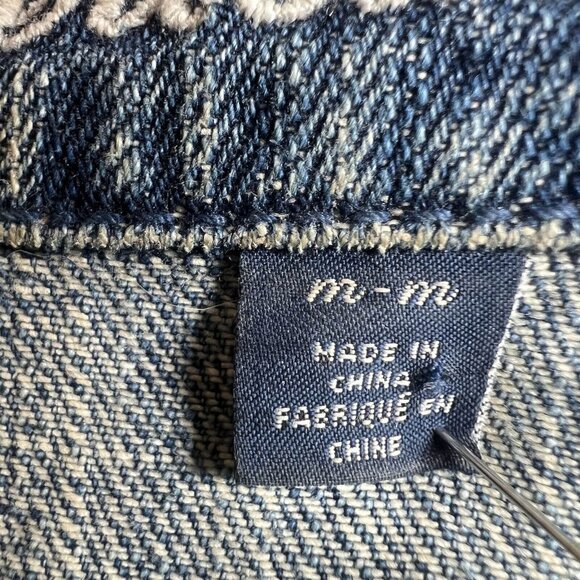 American Eagle Jean Jacket Women Size M Blue Cropped Cotton Pocket Denim - Picture 5 of 12